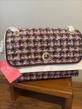 Kate Spade Natalia Tweed Flap Multi-colored Tweed Shoulder Bag with Star Accent